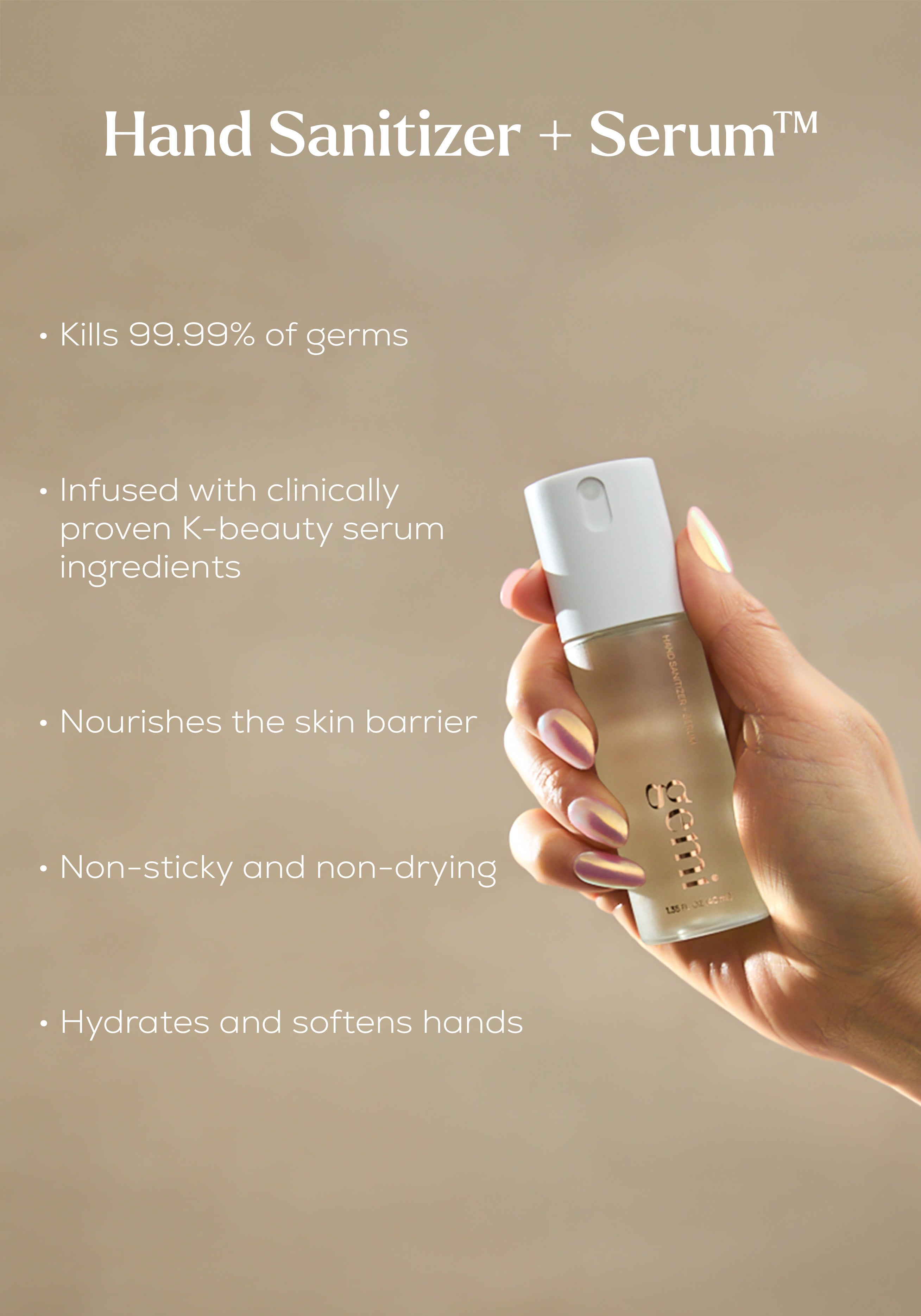 Caela | Gemi Beauty | K-Beauty Hand Sanitizer + Serum™ – gemi