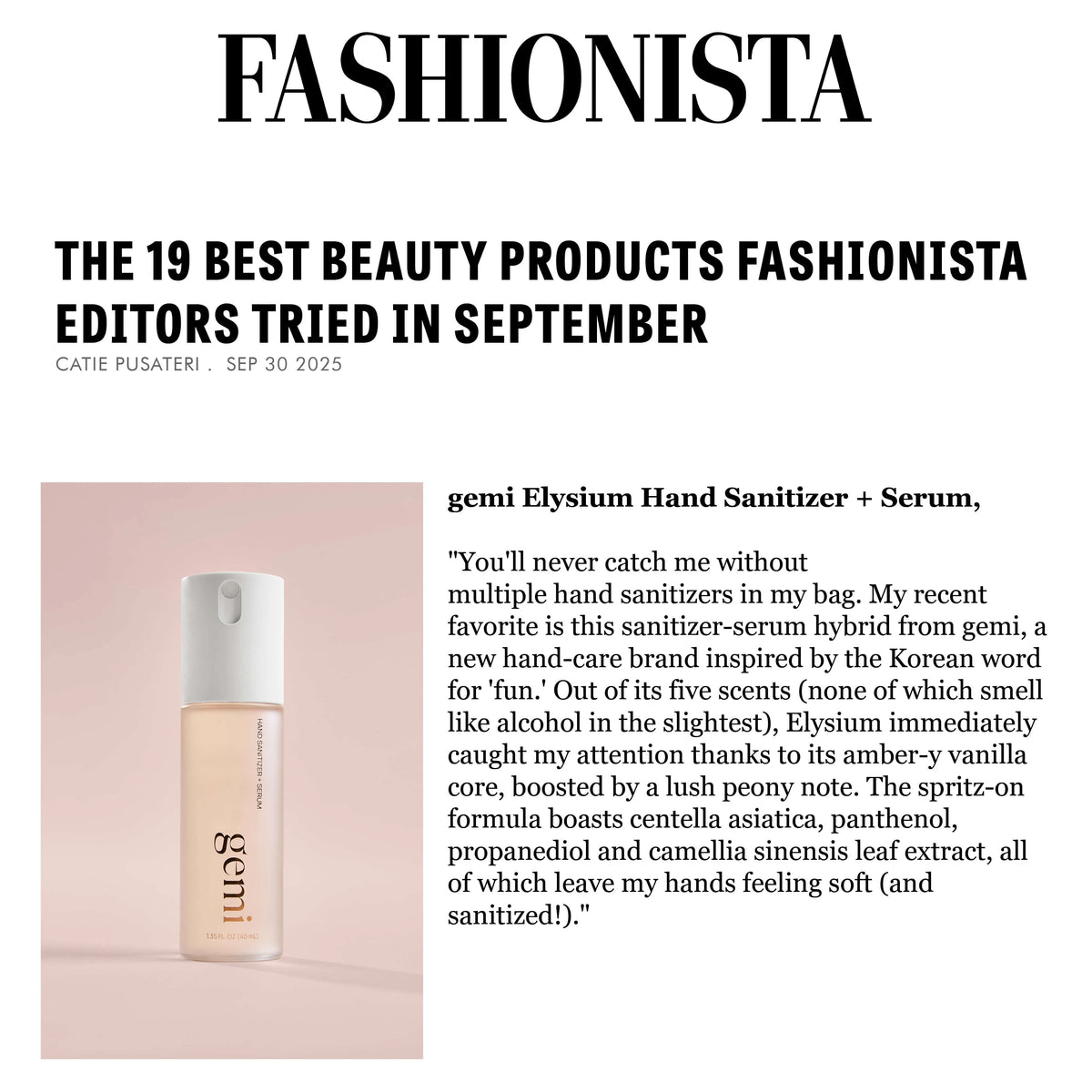 FASHIONISTA Article