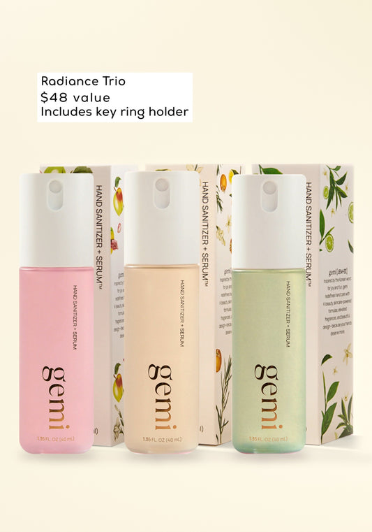 gemi Radiance Trio: Eden, Solenne and Caela with their gift boxes